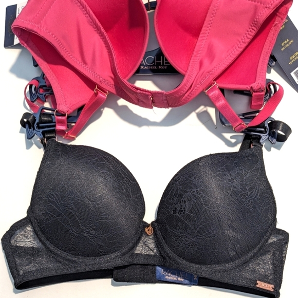 NWT RACHEL Roy 3 Pack Push Up Bra Set Pink Black Floral Size 34B Bundle - Picture 4 of 8